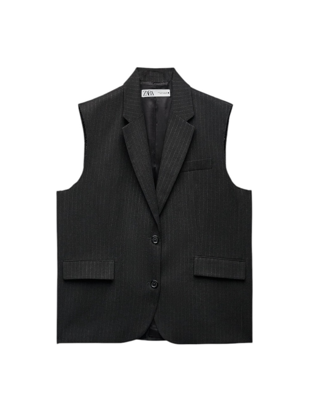 Zara Charcoal Pinstripe Sleeveless Blazer Vest